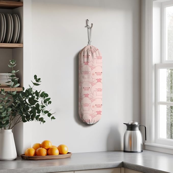 Pig Plastic Bag Holder, Wall Mount Plastic Bags Storage Container Dispenser - Image 5