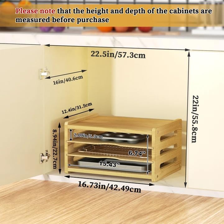 4 Tier Tray Dividers for Cabinets, Kitchen Vertical Baking Sheet