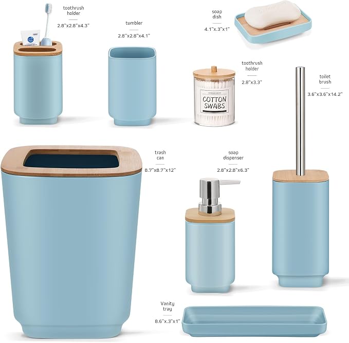 IMAVO Bathroom Accessories Set, 11 Pieces Bathroom Accessory Set, Trash Can - Image 5