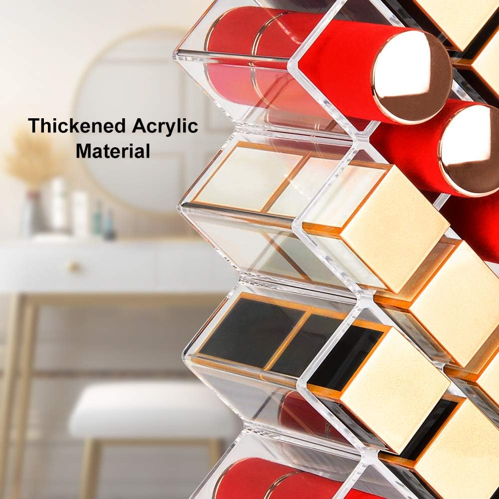 JessLab Acrylic Lipstick Organizer, 16 Slots Lip Gloss Holder Storage