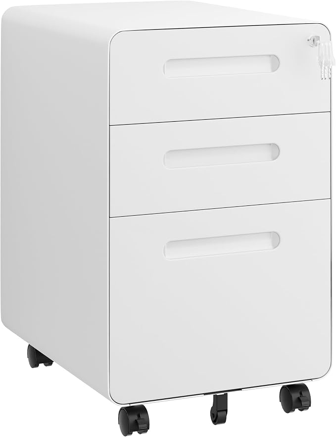 3 Drawer File Cabinet with Lock and 4 Keys, Mobile Metal Filing Cabinet by LVSTEEL