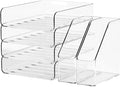 4-Tier Brown Acrylic Paper Tray Organizer by Unknown