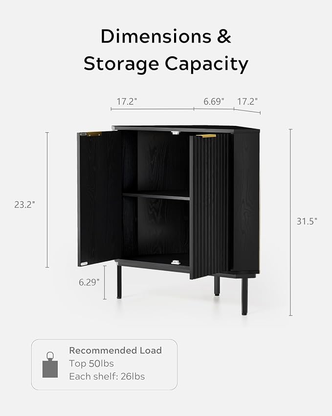 Fluted Corner Cabinet, Modern Small Corner Floor Cabinet - Image 2
