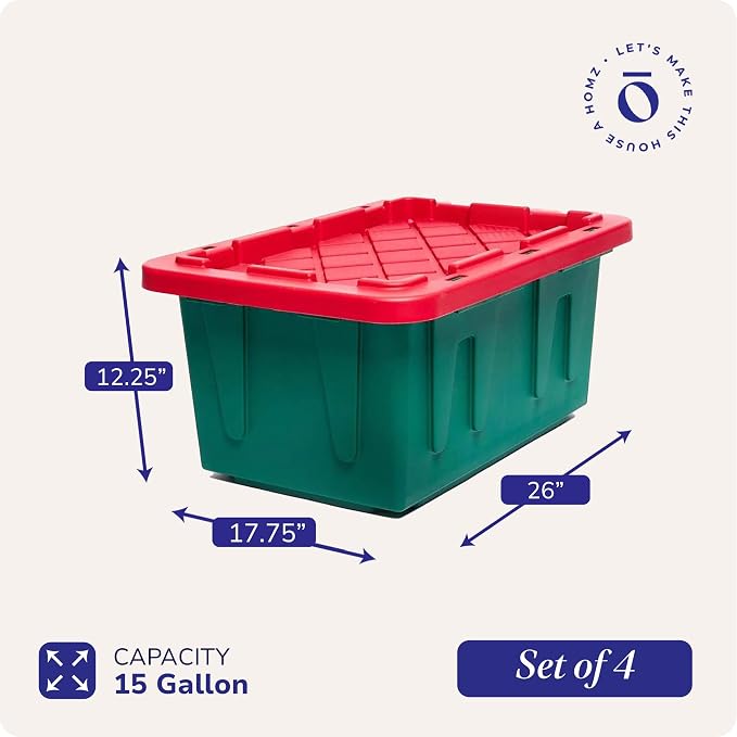 HOMZ 4-Pack Durabilt Tote, Heavy Duty Plastic Storage Bins - Image 4