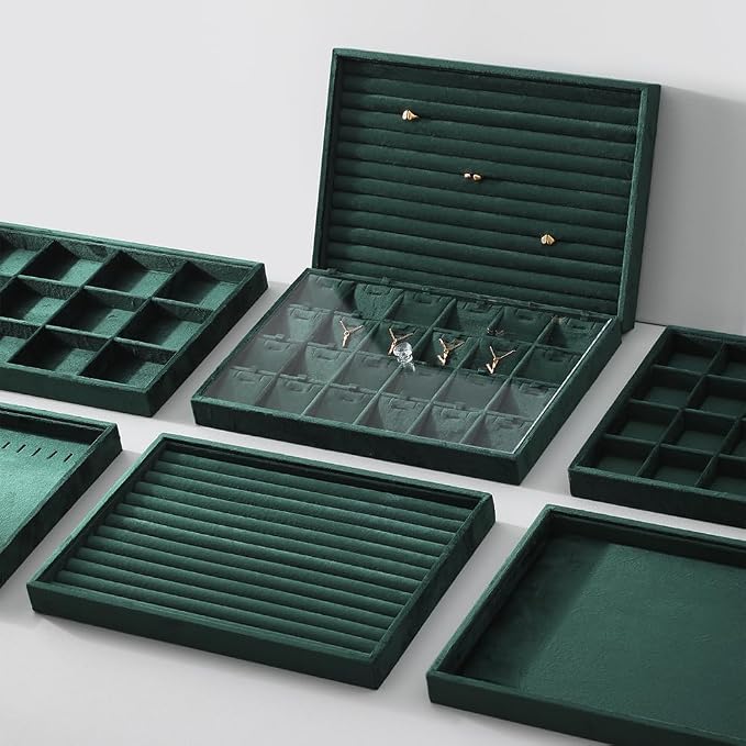 Velvet Stackable Jewelry Display Tray, 12 Grid Watch Bangle Bracelet Storage - Image 8