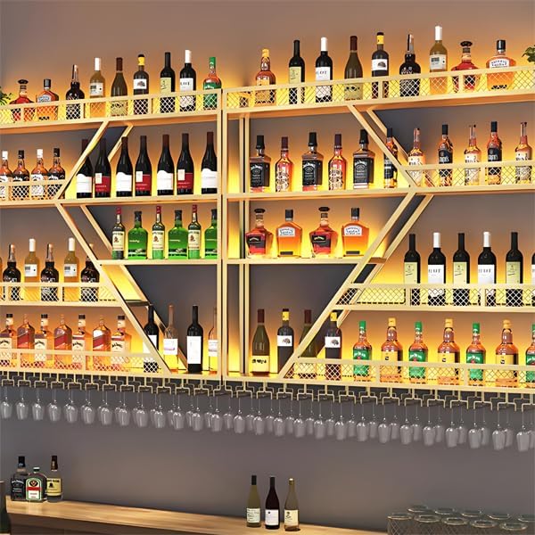 94.48in Metal Wine Rack Wall Mounted, Modern Wine Storage Rack Wall Mounted - Image 6