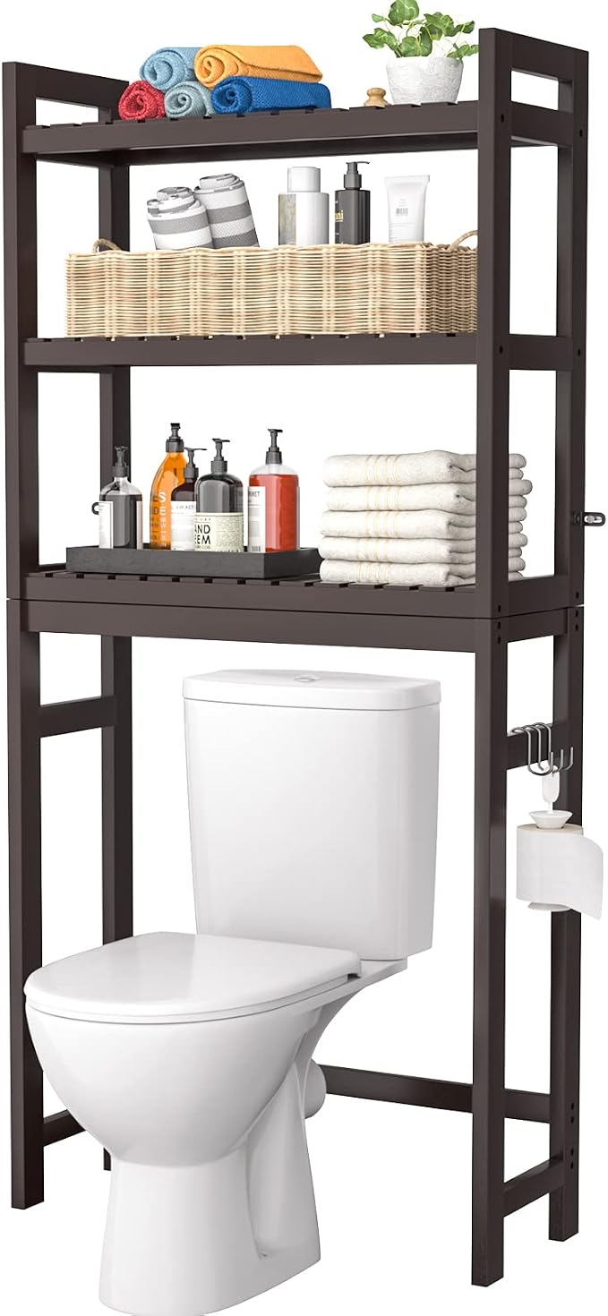 Homykic Over The Toilet Storage, Bamboo 3-Tier Over-The-Toilet Space Saver by Homykic