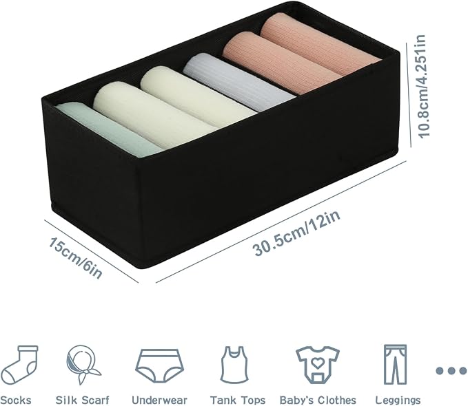 Qozary 3 Pack Sock Underwear Drawer Organizer Dividers, Non-Woven Fabric - Image 7