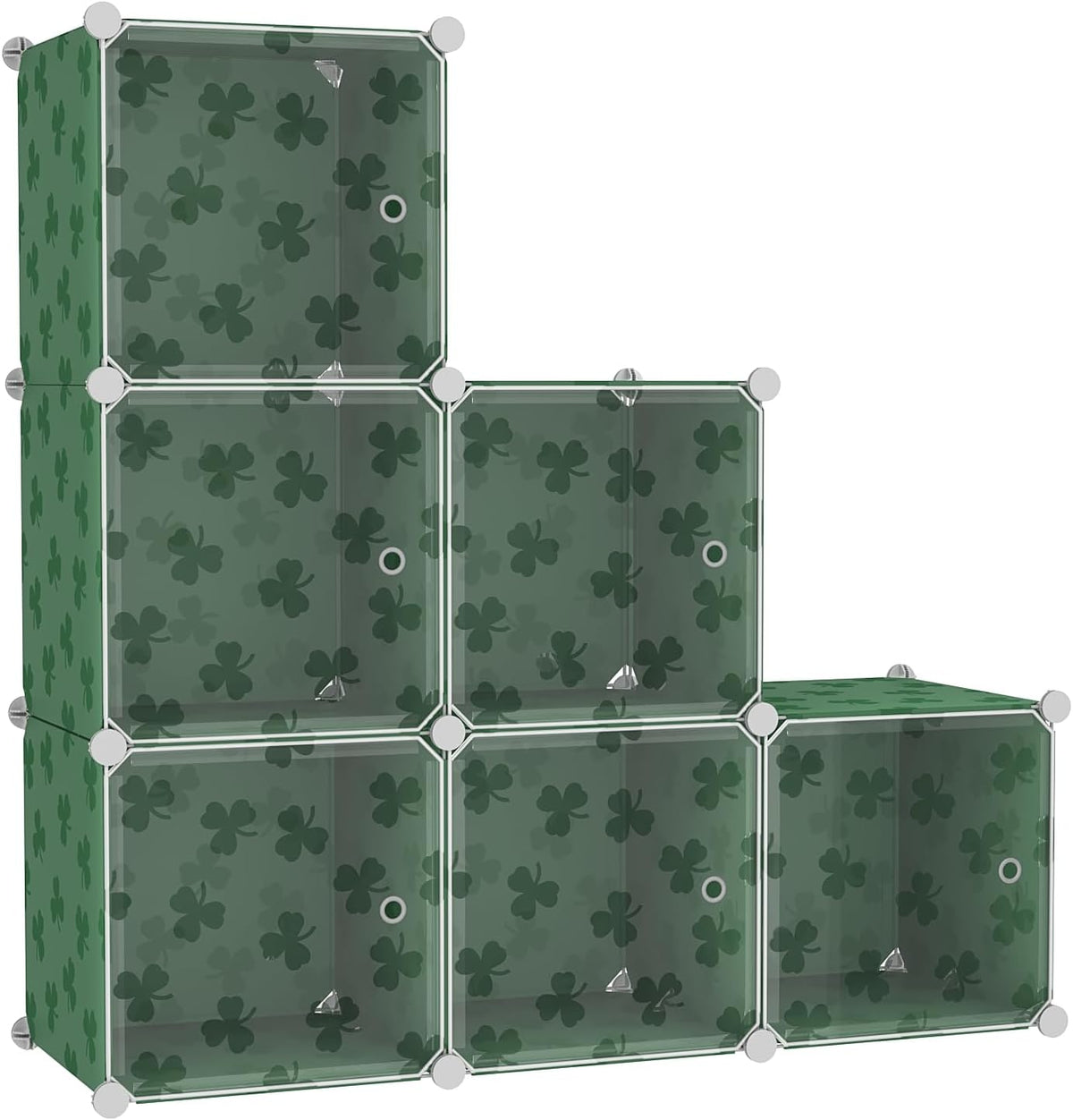 C&AHOME Clover Embossed Storage Organizer with Doors 6-Cube Shelf