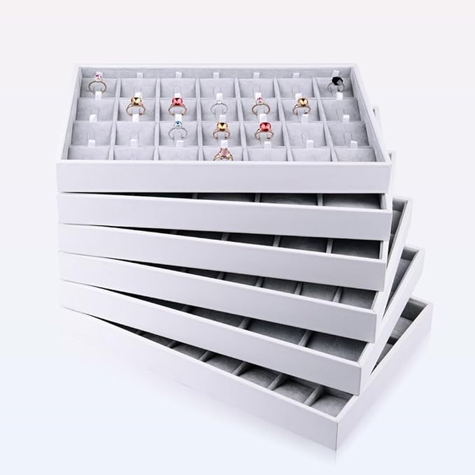 Oirlv Velvet Stackable Jewelry Tray 32 Grids Earrings Organizer Display - Image 6