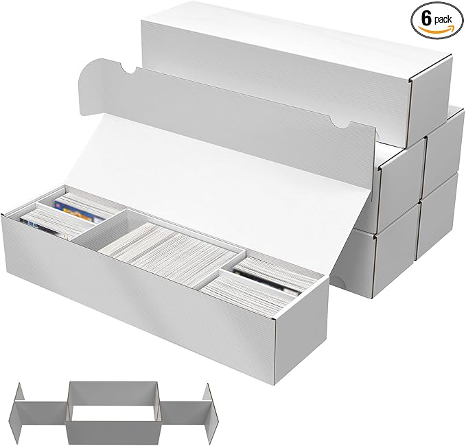 Laminated Trading Card Storage Box, Glossy White Cardboard Collector Box by XRACV