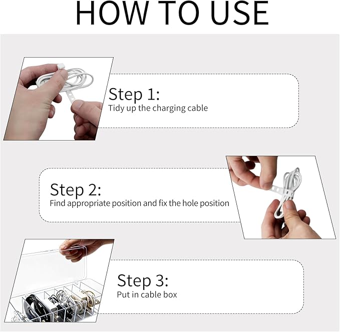 Cheardia 4 Pack Cable Storage Organizer, 10 In Plastic Cord Storage Box - Image 5