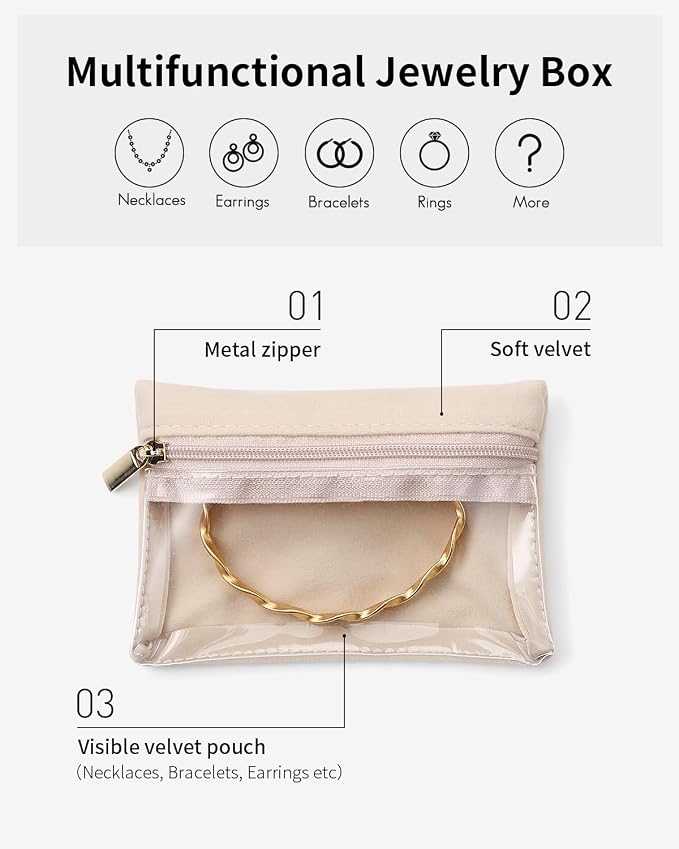 Vlando 6 Pcs Travel Jewelry Organizer Velvet Jewelry Pouch - Image 4