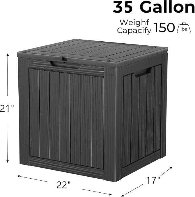 35 Gallon Resin Deck Box, Waterproof Outdoor Storage Box - Image 8