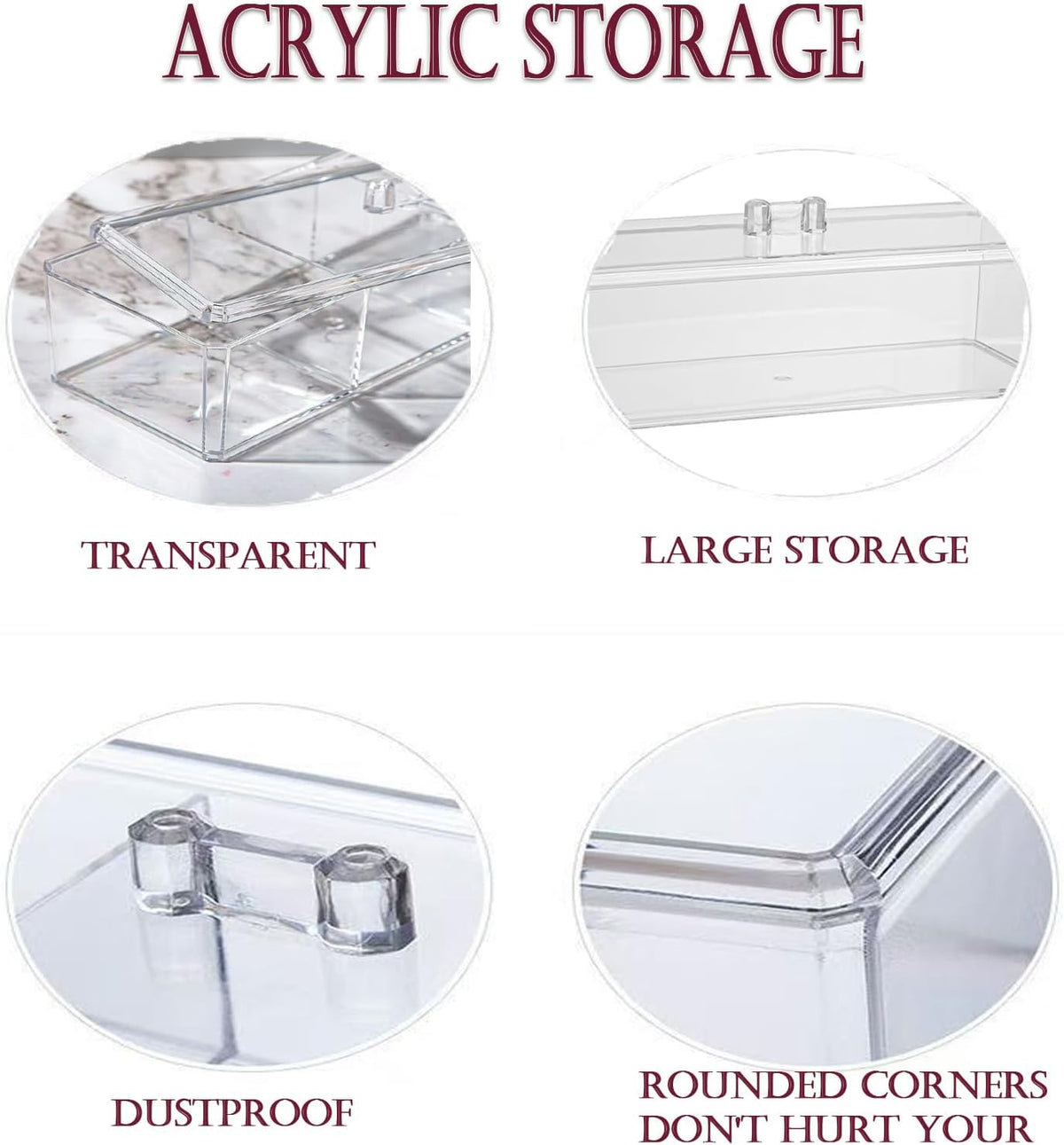 Hair Accessories Organizer for Girls - 2-Pack Clear Acrylic Stackable