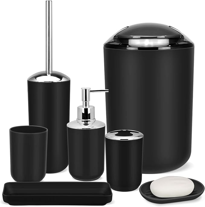 IMAVO Bathroom Accessories Set, 7 Pieces Bathroom Accessory Set, Toilet Brush by IMAVO