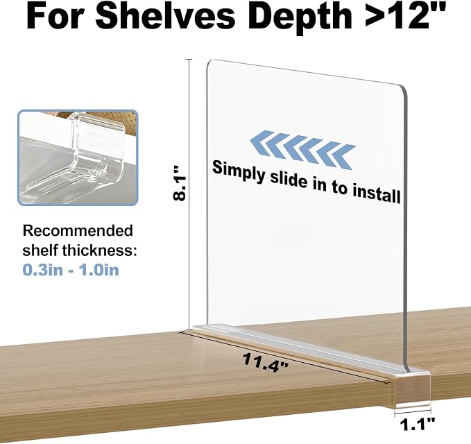 Purse Organizer for Closet Shelf Dividers: 8-Pack Adjustable Clear Acrylic Bag - Image 2