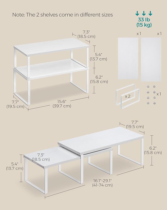 SONGMICS Cabinet Organizer Shelf, Kitchen Storage, Spice Rack, Expandable - Image 3