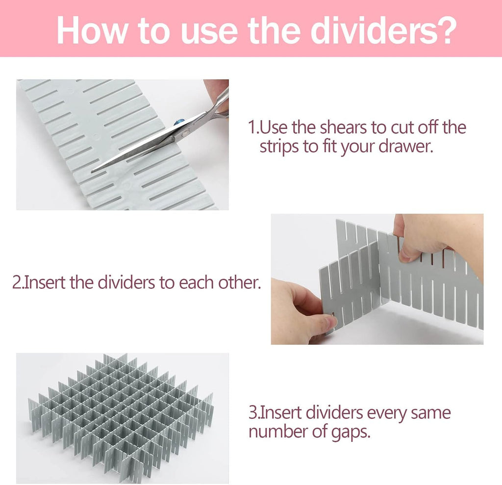 acDesign 40Pcs Drawer Dividers, Adjustable Drawer Organizer for Socks