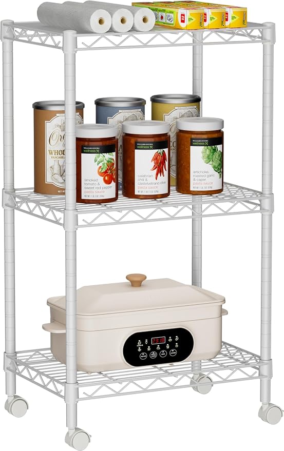 Small 3 Tier Shelves Storage Wire Shelving Unit Metal Shelf Adjustable by Golpart