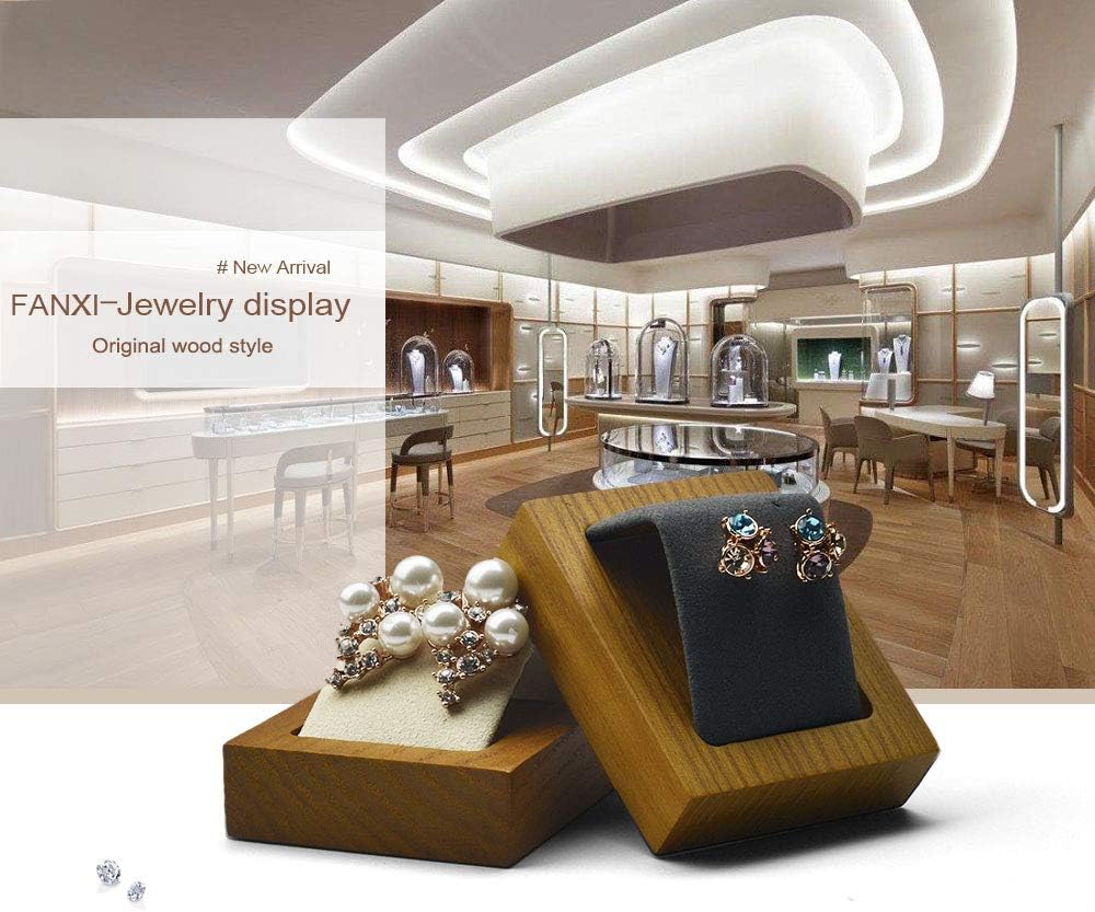 Solid Wood Earring Jewelry Display Stand with Microfiber Finish