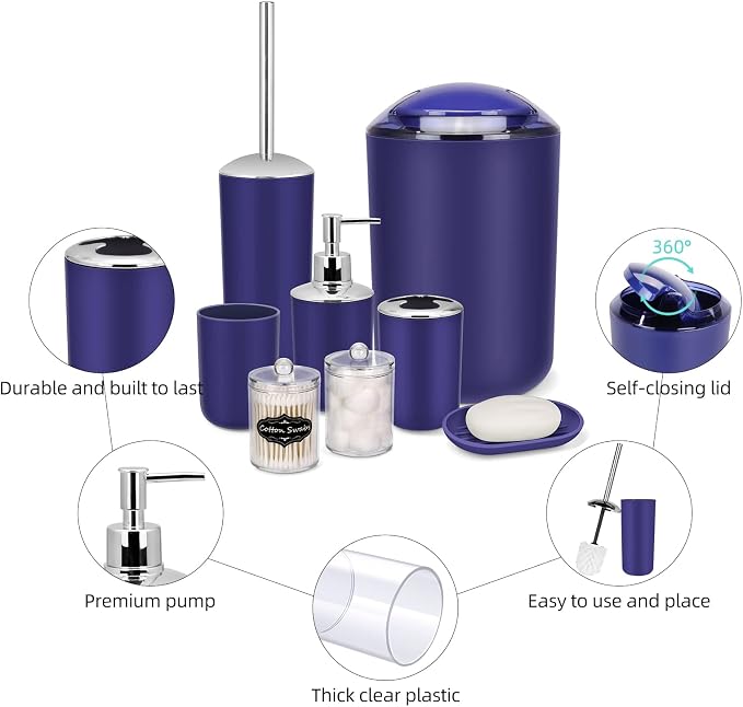 IMAVO Bathroom Accessories Set, 9 Pieces Bathroom Accessory Set, Qtip Holders - Image 5