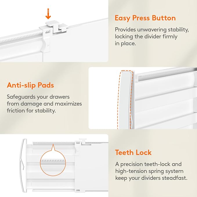 Lifewit 5" Tall 5 Pack Deep Drawer Dividers, 11.5-18.5" Expandable Drawer - Image 6