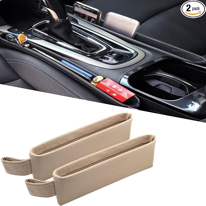 Tumecos Car Seat Pockets PU Leather Car Console Side Organizer Seat Catcher by Tumecos
