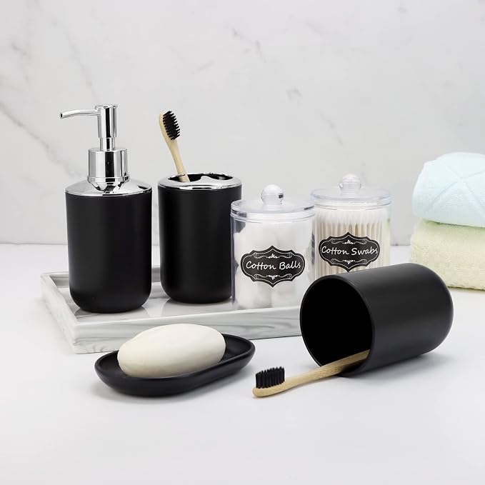 IMAVO Bathroom Accessories Set, 9 Pieces Bathroom Accessory Set, Qtip Holders - Image 4