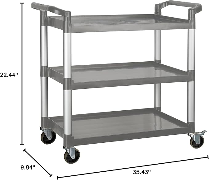 Winco Heavy-Duty Utility Cart, 3 Shelf, 400 Lb Capacity - Image 2