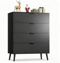 WLIVE 4 Drawer Dresser for Bedroom, Wooden Black Tall Dresser, Modern Dressers by WLIVE