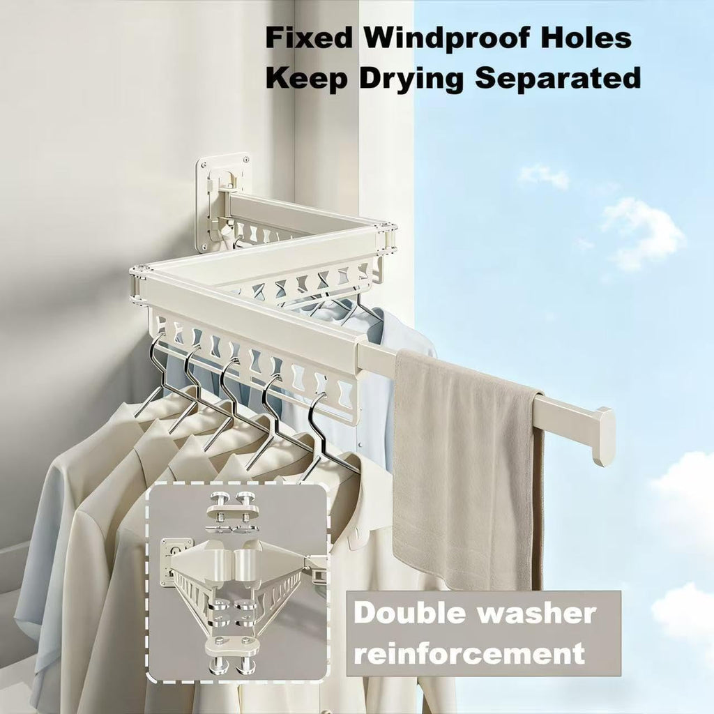 Clothes Drying Rack Wall-Mounted, 3-Fold Retractable Clothes Hanger