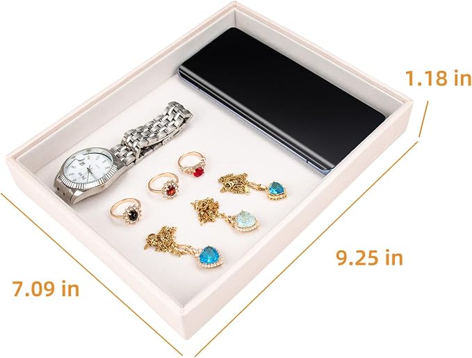 SANQIANWAN Leather Jewelry Organizer Trays Velvet Liner Storage Drawer Display - Image 3