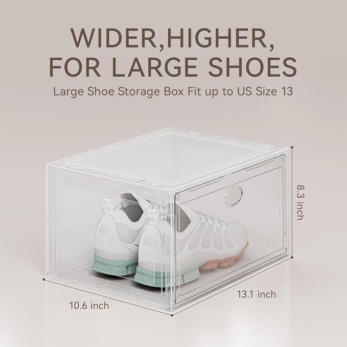 Large Clear Shoe Storage Boxes 8 Pack, Hard Plastic Shoe Organizer Containers - Image 3