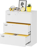 Lateral File Cabinet with Lock, 3 Drawer Large Metal Filing Cabinet, Home by Fesbos