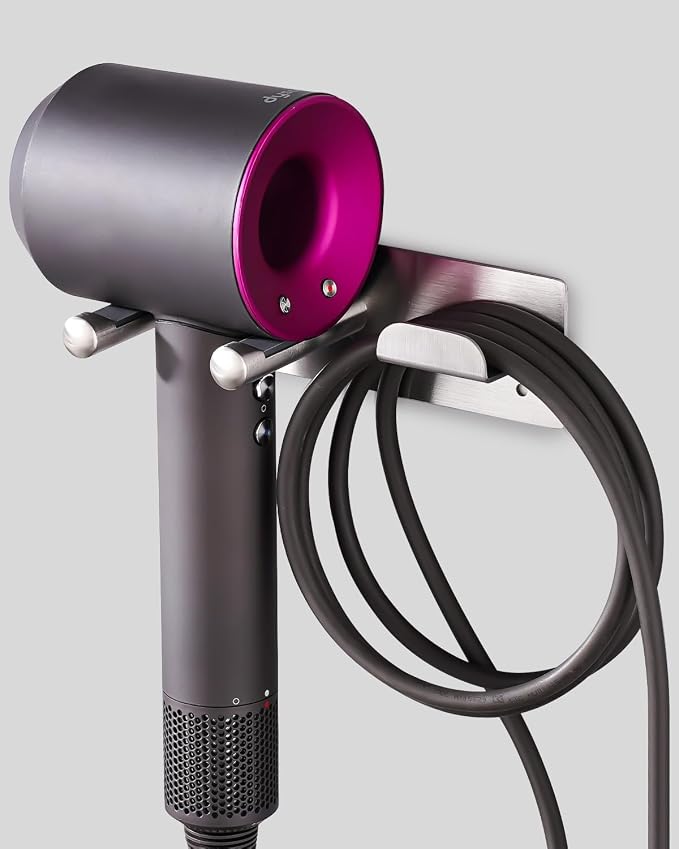 Hair Dryer Holder, SUS304 Adhesive Blow Dryer Holder Wall Mounted Compatible by BANJEKT