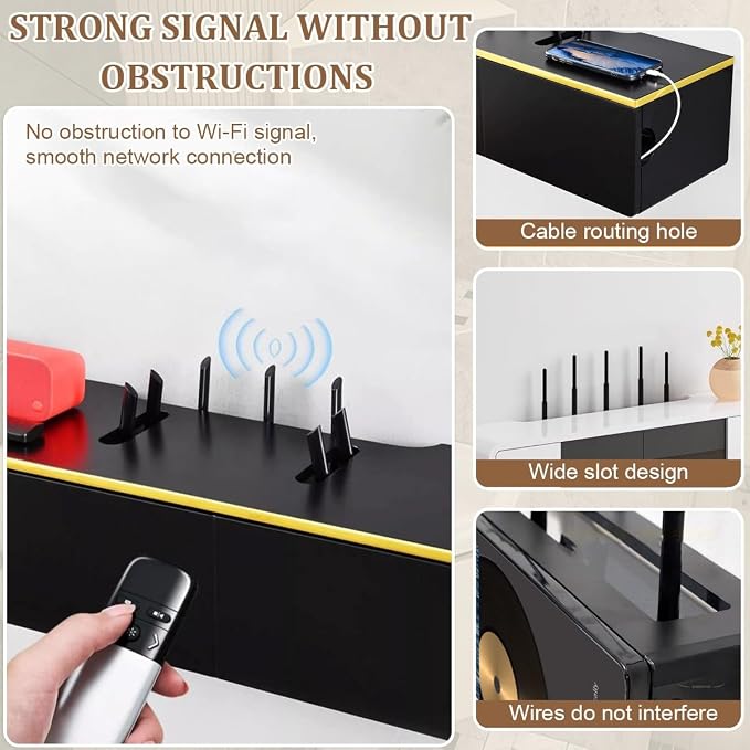 Wall Mounted WiFi Router Hidden Box Storage Cabinet, Router Shelf WiFi Box Hider - Image 5