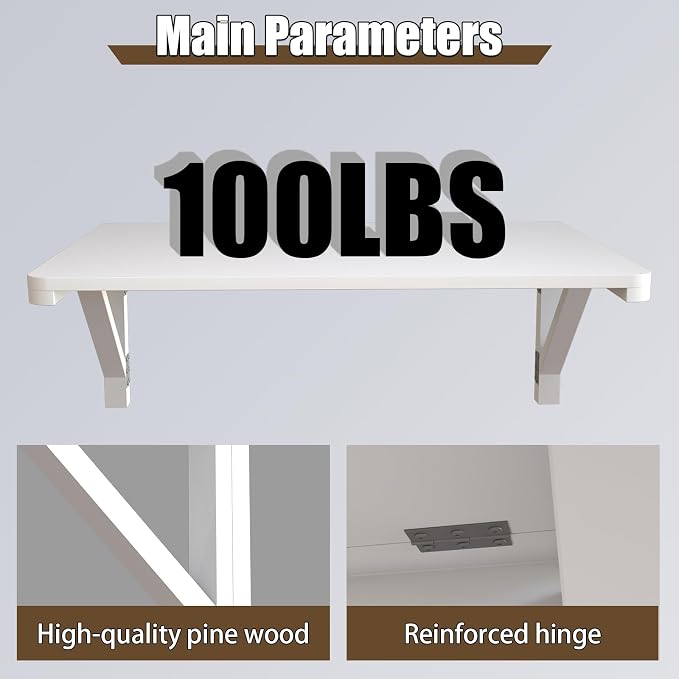 MM MELISEN Wall Mounted Folding Table, 29.5"L x 19.6"W, Space-Saving Design - Image 4