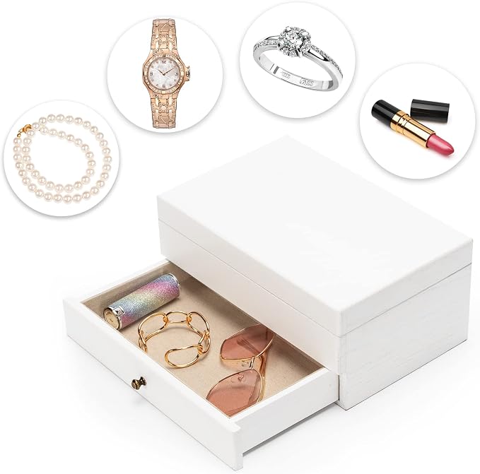 Meangood Jewelry Box Organizer for Women, 2 Layer Large Jewelry Storage Case - Image 4