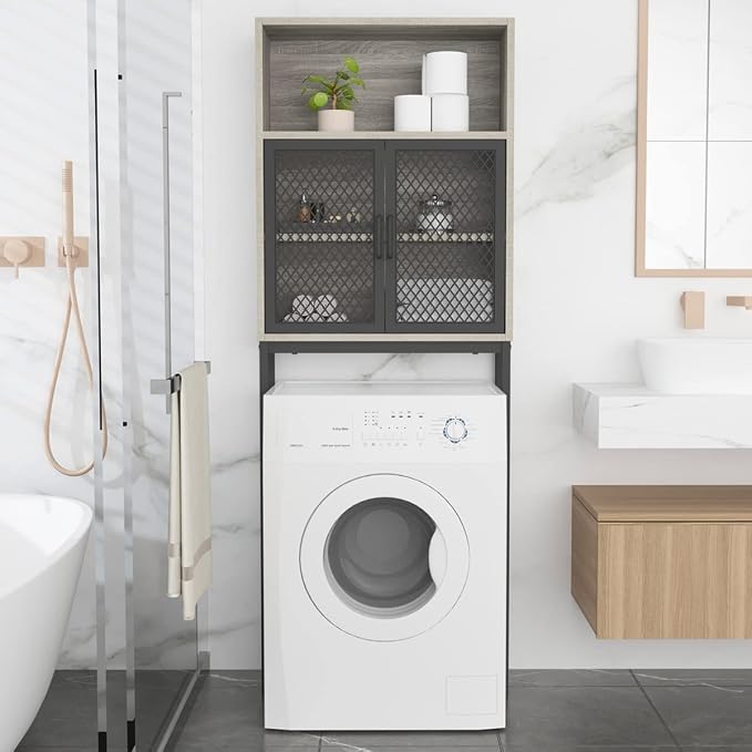 Launica Bathroom Space Saver, Over The Toilet Storage Cabinet, Metal and Wood - Image 3