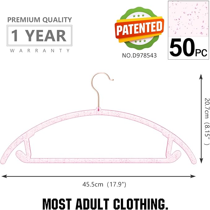 MIZGI Premium Clear Hangers Heavyduty- Pink Acrylic No Shoulder Bump Suit - Image 4