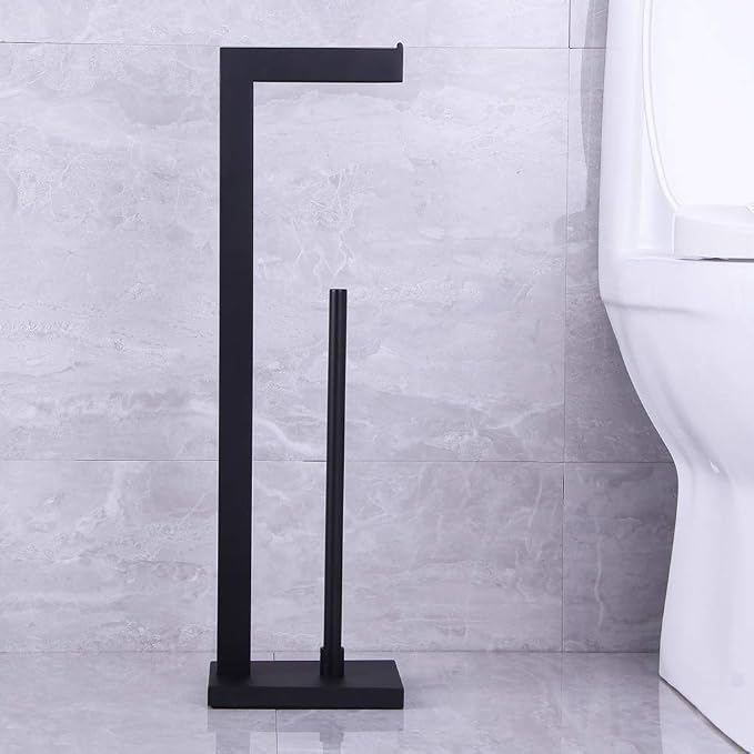 Matte Black Toilet Paper Holder Stand Toilet Paper Roll Holder - Image 8