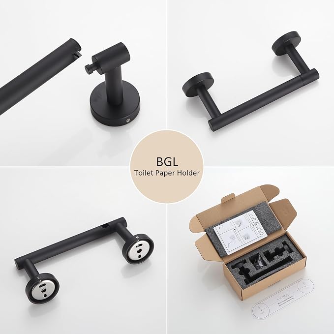 BGL Toilet Paper Holder Black Wall Mount, Bathroom Toilet Paper Holder Matte - Image 3