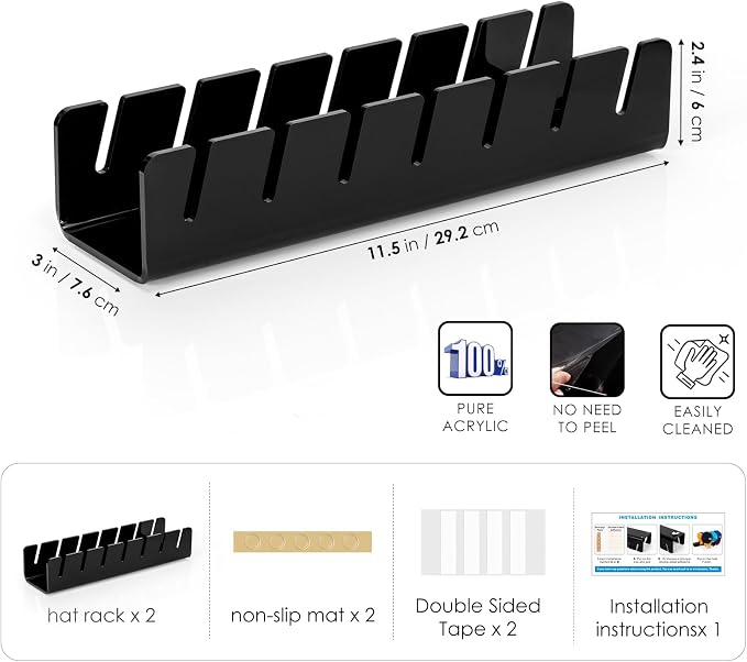 HAYVAN Hat Organizer for Baseball Caps 2 Packs, Acrylic Cap Storage Holder for - Image 4