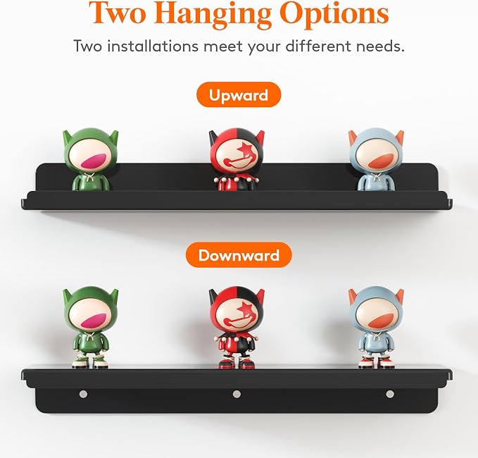 Lifewit Floating Shelves for Wall, 6 Pack Black Acrylic Shelf 15" Room Decor - Image 6