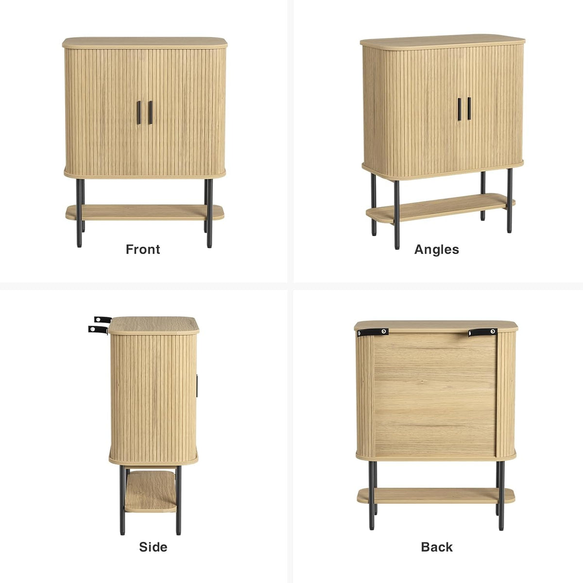 Coffee Bar Cabinet with Storage, Fluted Wine Cabinet with Sliding