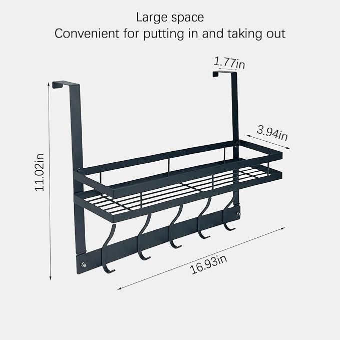 Over The Door Hooks Organizer, Coat Rack Over The Door Storage Hanger Towel Rack - Image 8