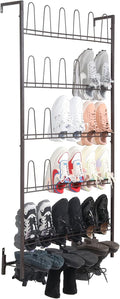 MyGift 5-Tier Wall Mounted Dark Brown Metal 18 Pair Boot and Shoe Storage Rack by MyGiftHome
