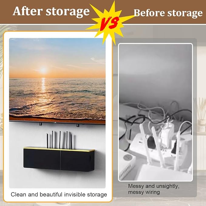 Wall Mounted WiFi Router Hidden Box Storage Cabinet, Router Shelf WiFi Box Hider - Image 7
