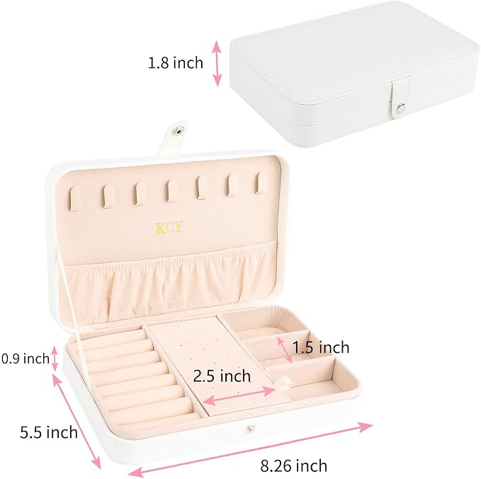 KCY Jewelry Box for Women Girls, Small Travel Jewelry Organizer Case, PU - Image 4